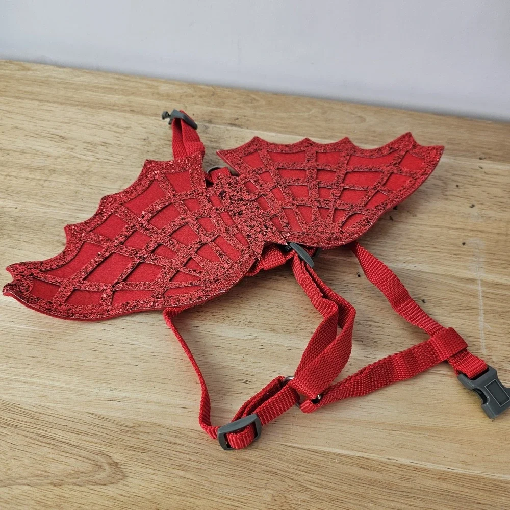 Dog Walk‎ Harness Red Sparkly Glittery Devil Costume Sized Small Halloween